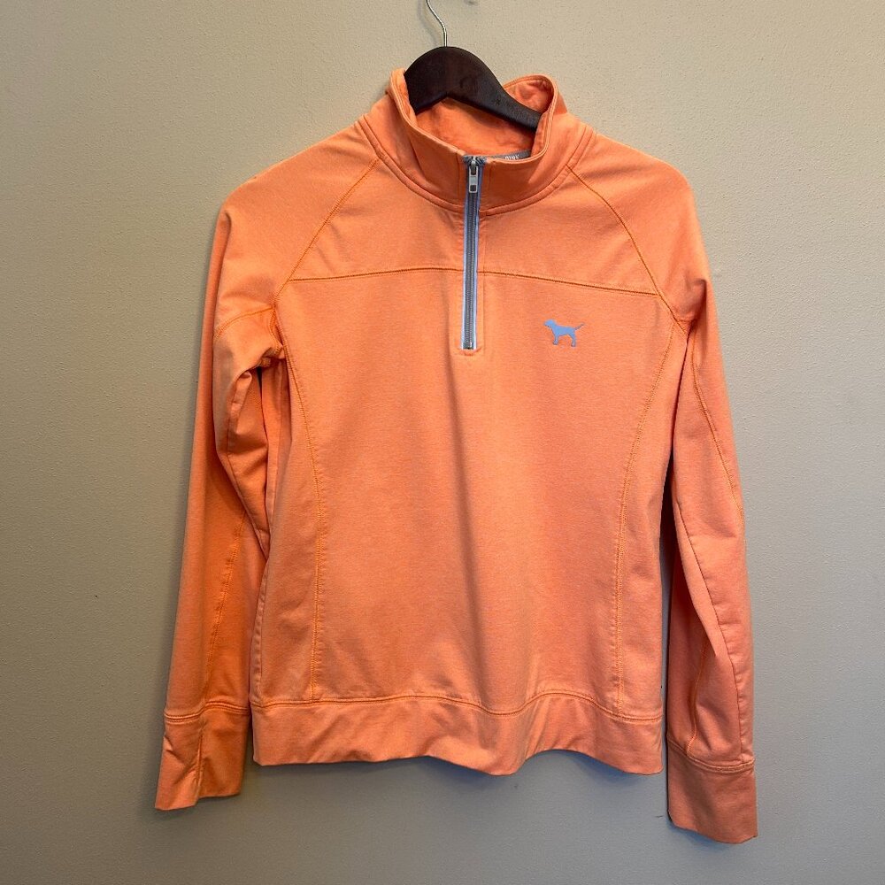 90s Victoria's Secret Pink Women's 1/4 Zip Pullover Fleece Neon Orange Size M